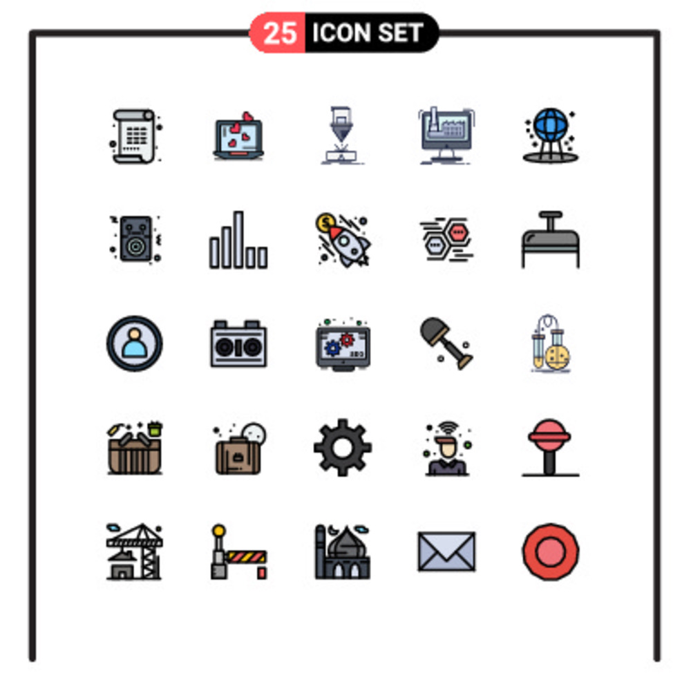 25個創意填充線 鋼鐵切割工廠矢量設計元素的平面配色方案